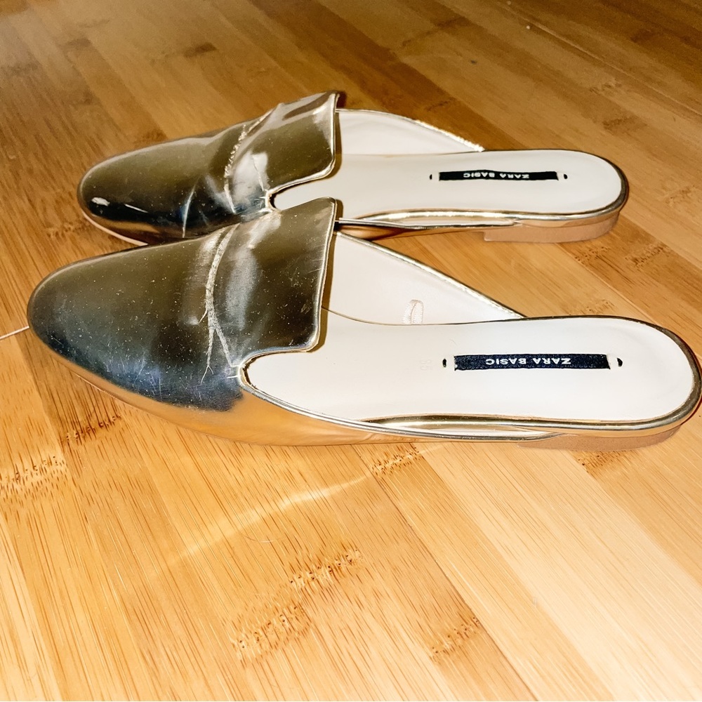 Zara Rose Gold Slide On Mules